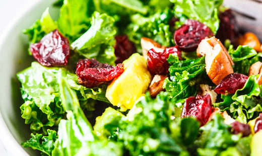Kale Salad with Cranberries and Pecans