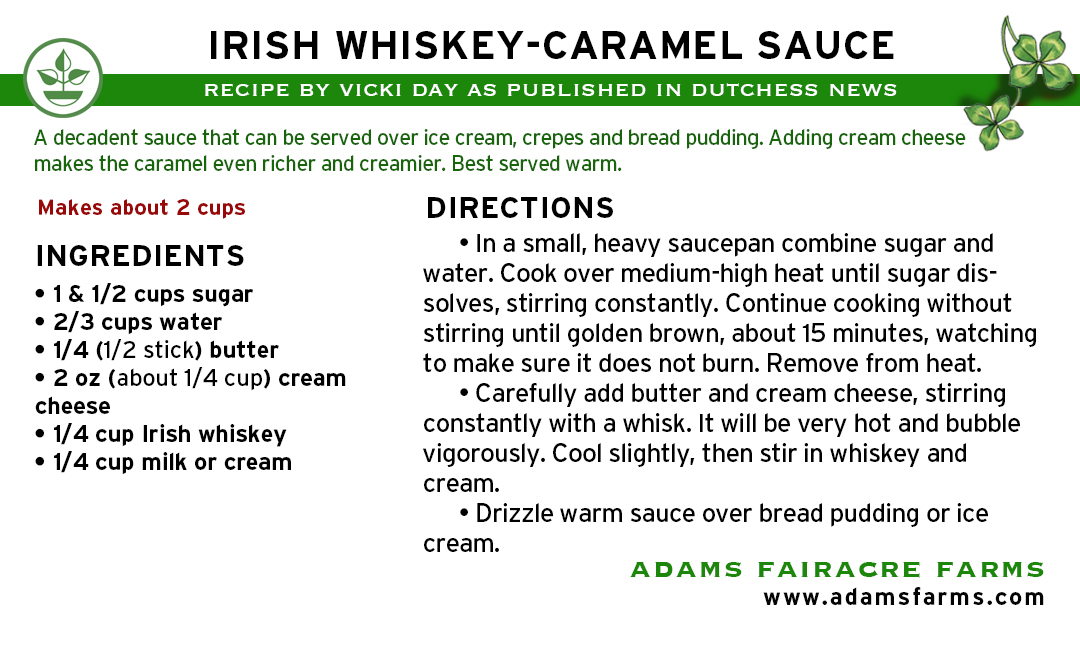 Whiskey Caramel Sauce Recipe Card