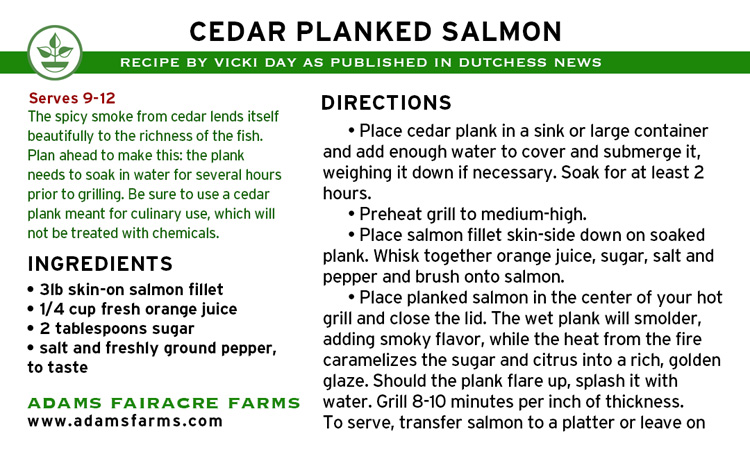 Salmon on Cedar Plank Recipe Card