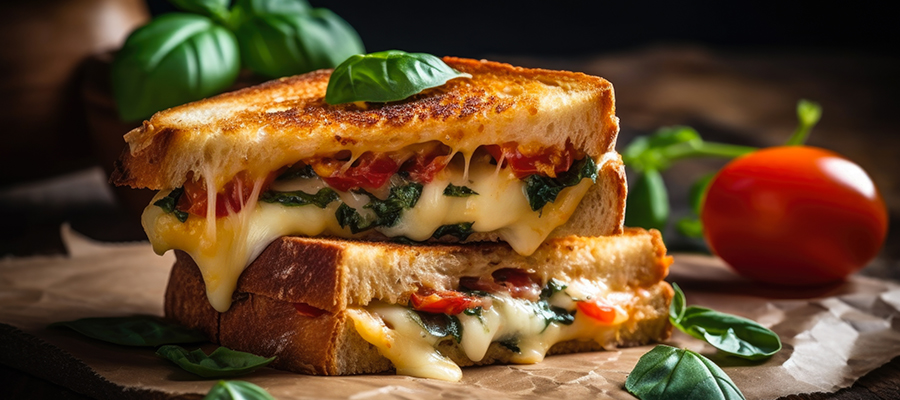 Grilled Cheese with Smoked Gouda, Muenster and Roasted Red Pepper