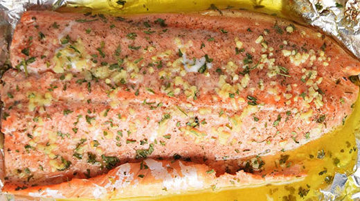 Garlic Butter Steelhead Trout in Foil
