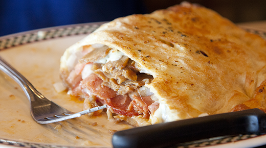 Cheesy Meat and Mushroom calzone