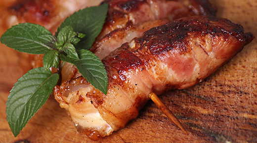 Bacon Wrapped Chicken Kebab