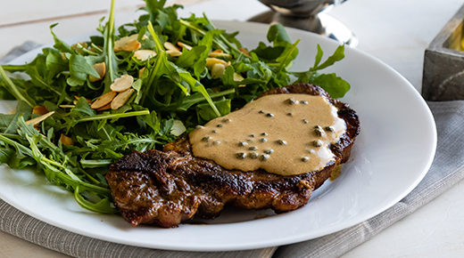 Steak with Peppercorn Sauce