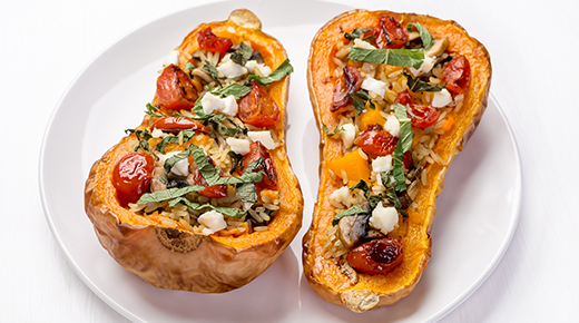 Roasted Stuffed Butternut with Goat Cheese
