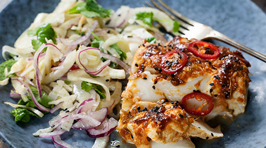 Steamed Cod with Pickled Cucumber