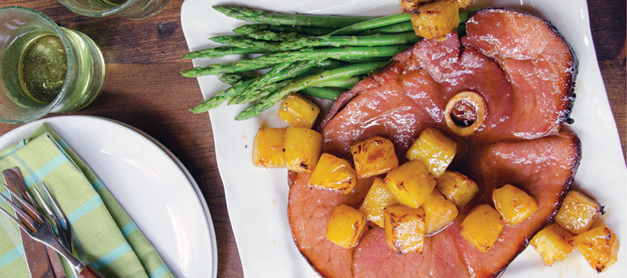 Ham Steak With Pineapple and Sesame