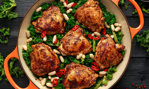 Chicken Thighs With Kale and Chickpeas-b