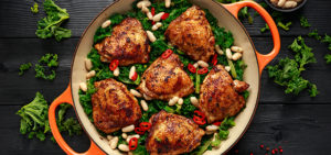 Chicken Thighs With Kale and Chickpeas