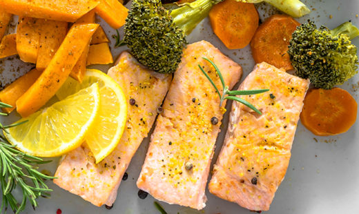 Salmon with Sweet Potatoes & Broccoli