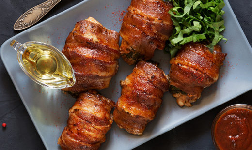 Bacon Wrapped Apple BBQ Chicken