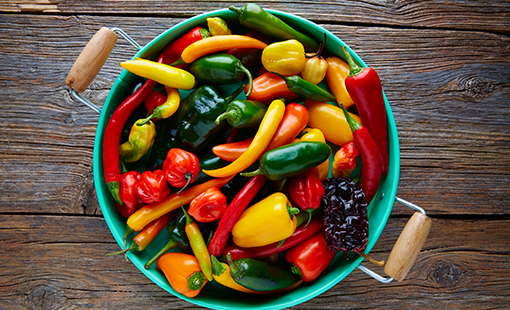 Mixed Hot Peppers in Bowl