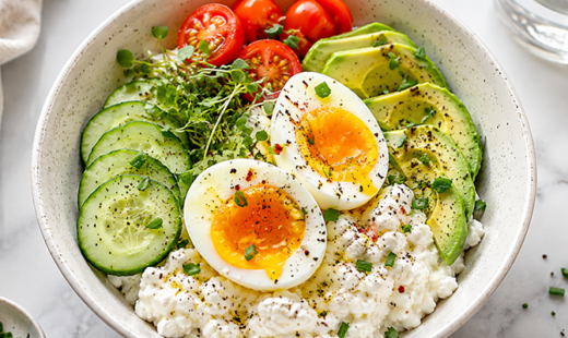 Cottage Cheese Breakfast Bowl with Soft-Boiled Eggs